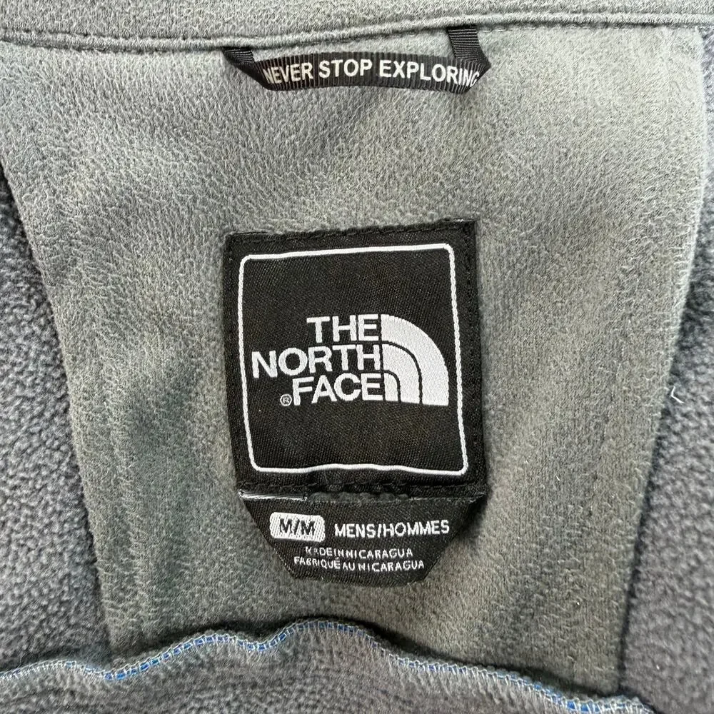 The North Face Soft Shell Jacket Mens Medium Blue Full Zip Fleece Lined Coat